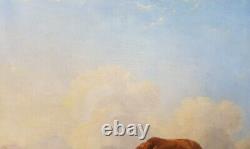 Tableau belge panneau VERBOECKHOVEN taureau bergère peintre animalier 19e