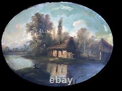 Tableau charmant la petite maison sur le lac 32-24 cm