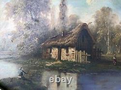 Tableau charmant la petite maison sur le lac 32-24 cm