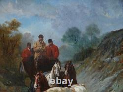 Tableau chevaux attelage. James Alexander WALKER (1831/41-1898), equitation