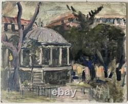Tableau école de Paris, huile sur panneau 1970 Maurice Fournier Bois de Boulogne
