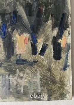 Tableau école de Paris, huile sur panneau 1970 Maurice Fournier Bois de Boulogne