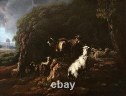 Tableau encadré paysage Italie chèvres Philipp Peter ROOS Rosa di Tivoli XVIIème