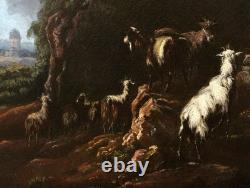 Tableau encadré paysage Italie chèvres Philipp Peter ROOS Rosa di Tivoli XVIIème