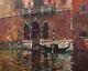 Tableau Encadré Paysage Vue Venise Gondole Canal Peintre Belge Alfred Bastien