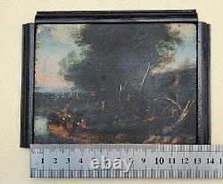 Tableau flamand Huile sur bois Paysage bucolique en miniature + 4 CD neufs
