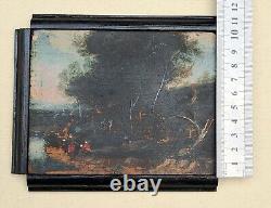Tableau flamand Huile sur bois Paysage bucolique en miniature + 4 CD neufs