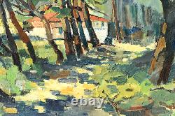 Tableau huile paysage sous bois coloriste école Française XXème