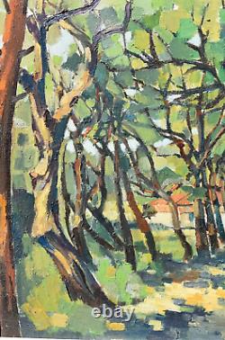 Tableau huile paysage sous bois coloriste école Française XXème