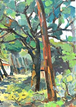 Tableau huile paysage sous bois coloriste école Française XXème