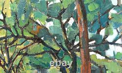 Tableau huile paysage sous bois coloriste école Française XXème