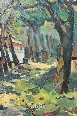 Tableau huile paysage sous bois coloriste école Française XXème