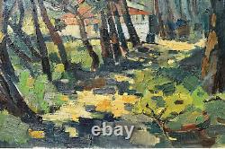 Tableau huile paysage sous bois coloriste école Française XXème