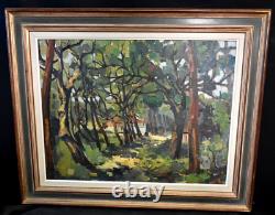 Tableau huile paysage sous bois coloriste école Française XXème