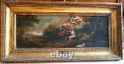 Tableau huile sur bois Adam Van Noort Abraham Isaac ange Gabriel ecole flamande