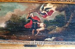 Tableau huile sur bois Adam Van Noort Abraham Isaac ange Gabriel ecole flamande