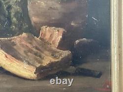 Tableau huile sur bois Nature Morte Au Choux Signature NK XIXè