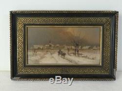 Tableau huile sur bois Signé Joseph MILLION (1861-1931) paysage de neige
