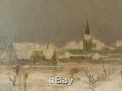 Tableau huile sur bois Signé Joseph MILLION (1861-1931) paysage de neige