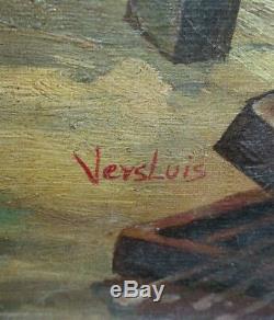 Tableau huile sur bois autoportrait femme peintre artiste dans son atelier