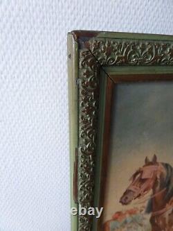 Tableau huile sur bois orientaliste Chevalier Arabe