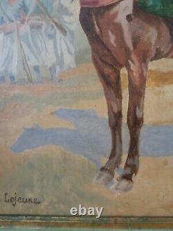 Tableau huile sur bois orientaliste Chevalier Arabe