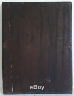 Tableau huile sur bois paysage animé XIXème 19ème (signé)