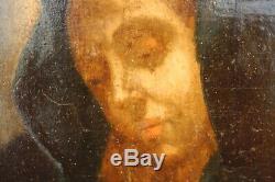 Tableau huile sur bois religieux Vierge à l'enfant XVIIIe
