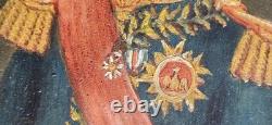 Tableau huile sur panneau bois XIXème Portrait d'un militaire officier médailles