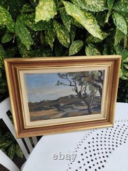 Tableau huile sur panneau bois isorel Pierre Jouffroy Paysage de montagne