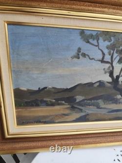 Tableau huile sur panneau bois isorel Pierre Jouffroy Paysage de montagne