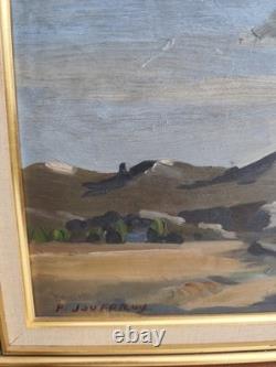 Tableau huile sur panneau bois isorel Pierre Jouffroy Paysage de montagne