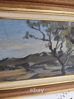 Tableau huile sur panneau bois isorel Pierre Jouffroy Paysage de montagne