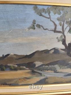 Tableau huile sur panneau bois isorel Pierre Jouffroy Paysage de montagne