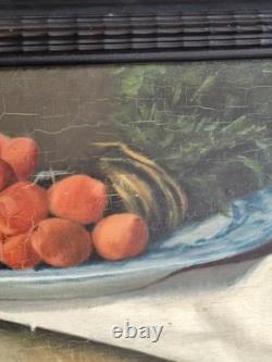 Tableau huile sur panneau de bois nature morte au poisson