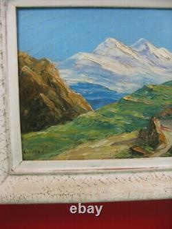 Tableau huile sur panneau, paysage montagne, VIGON Louis Hautes Alpes, Ecole Rouen