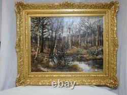 Tableau huile sur toile sous bois en hiverFernand LAVAL 1886-1966 / 88 X 73 cm
