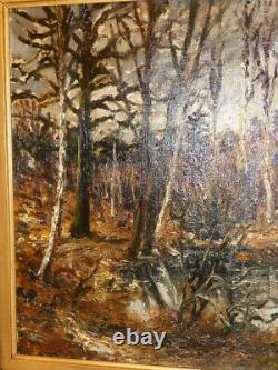 Tableau huile sur toile sous bois en hiverFernand LAVAL 1886-1966 / 88 X 73 cm