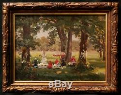 Tableau impressionniste Déjeuner sur l'herbe scène parc jardin impressionnisme
