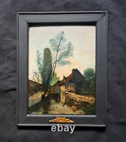 Tableau impressionniste, huile sur bois signée école du Nord + 4 CD neufs