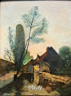 Tableau impressionniste, huile sur bois signée école du Nord + 4 CD neufs