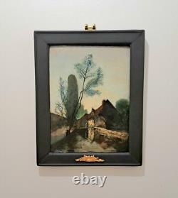 Tableau impressionniste, huile sur bois signée école du Nord + 4 CD neufs