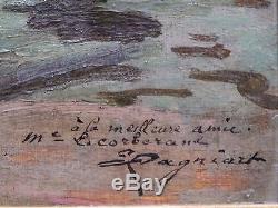 Tableau impressionniste signé Emile CAGNIART, Port animé, circa 1880