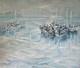 Tableau Marine Signé, Huile Sur Toile Ancienne, Cadre En Bois Et Baguette Dorée