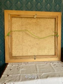 Tableau marine signé, huile sur toile ancienne, cadre en bois et baguette dorée