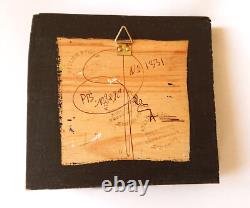 Tableau miniature original Huile sur bois paysage marin Coquille huitre