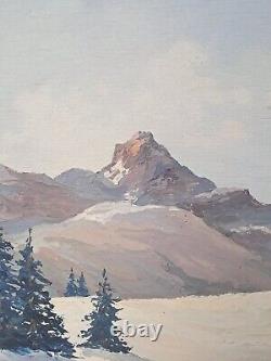 Tableau montagne ancien Alpes Louis Jacob HSP 1940 1950 Contencin Abrate