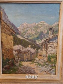 Tableau paysage signé huile sur toile R Charpentier 1933 cadre bois