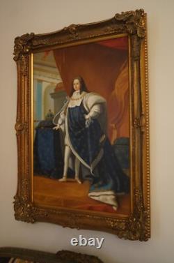 Tableau, peinture à main sur toile, signé, 110x80cm, cadre en bois, d un chateau