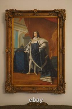 Tableau, peinture à main sur toile, signé, 110x80cm, cadre en bois, d un chateau